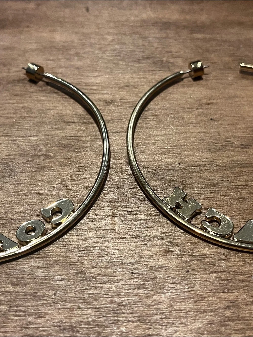 Coach Gold Hoop Earrings with Crystal COACH Lettering - Picture 4 of 5
